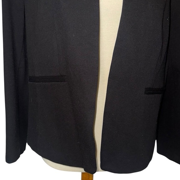 J. Crew Black Blazer with Collarless V-Neck and Textured Fabric - Picture 2 of 9